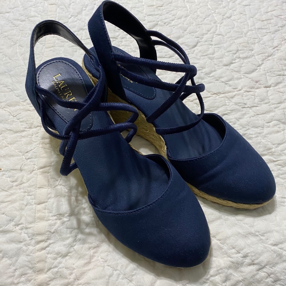 Ralph Lauren Wedges Size 9 Navy Blue